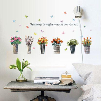 Obrázek Samolepky na zeď - květiny v květináči