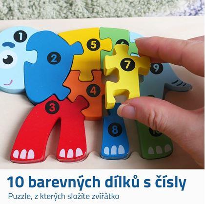 Obrázek z Dřevěné puzzle s čísly - delfín