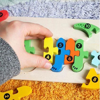 Obrázek z Dřevěné puzzle s čísly - krokodýl